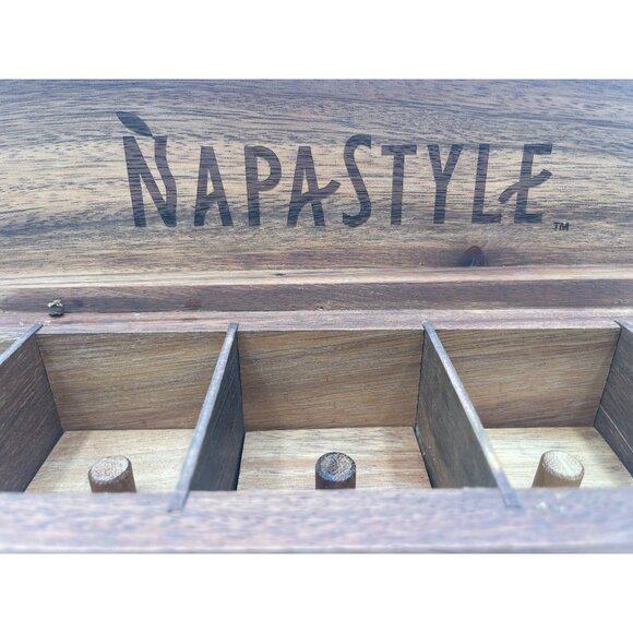 NapaStyle Acacia Wood Spice & Tea Box With Dividers - Picture 2 of 11